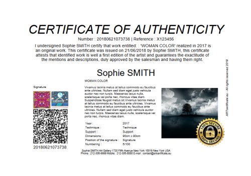 certificado de autenticidad de obras de arte